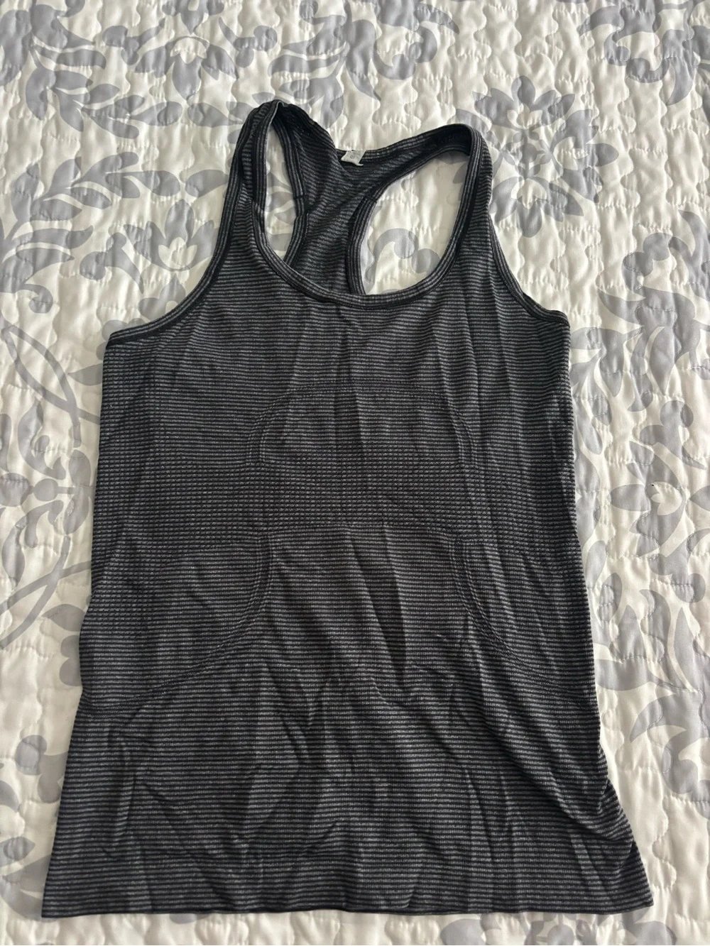 lululemon athletica Black and Gray Striped Racerback Tank